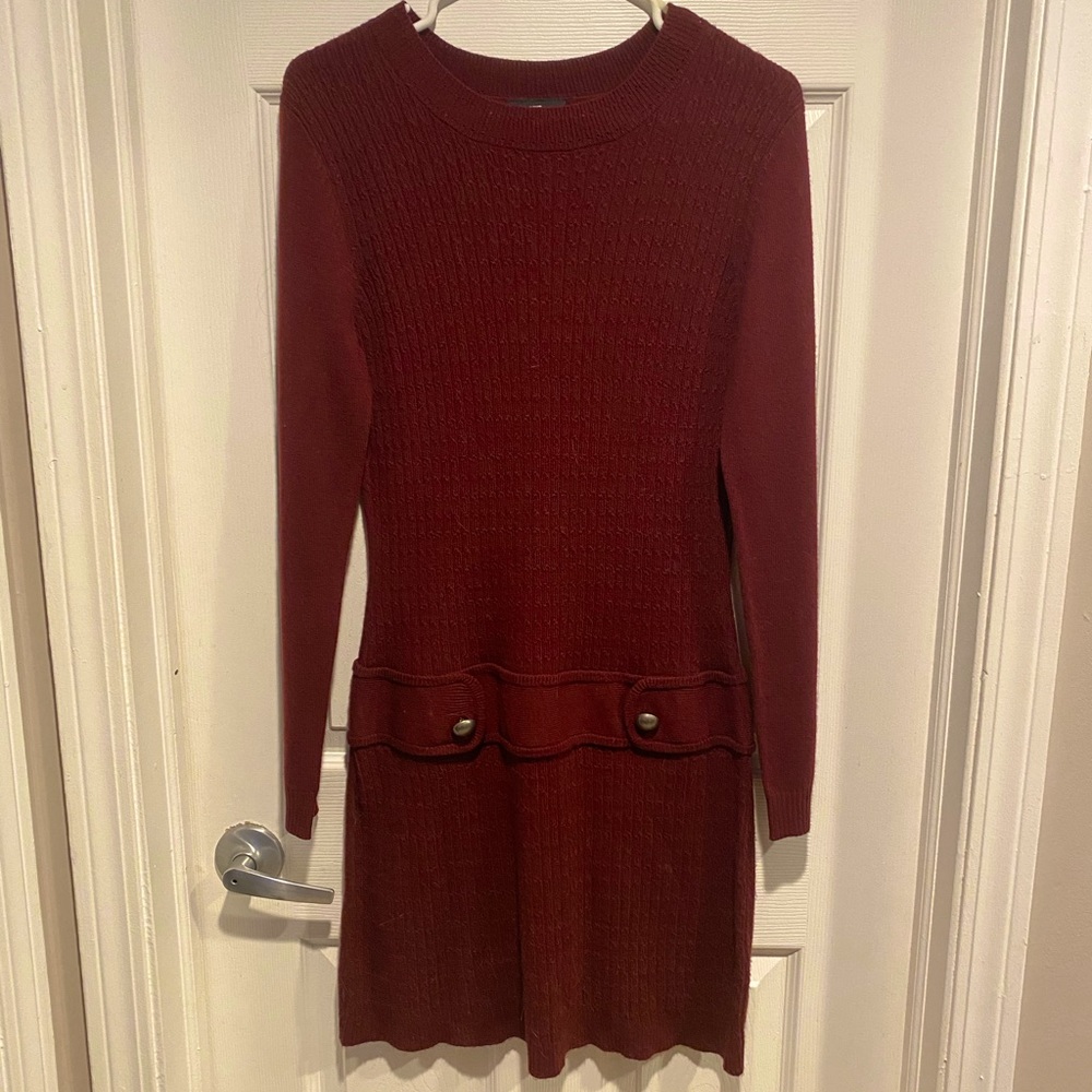 Burgundy long sleeve sweater dress